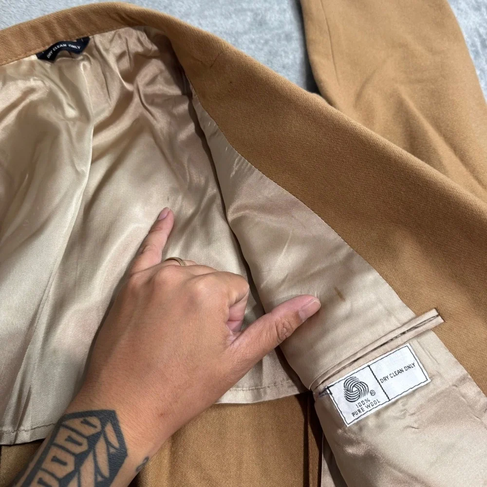 Vintage Derby of San Francisco 100% Pure Wool Blazer Camel Tan Sport Coat 38S